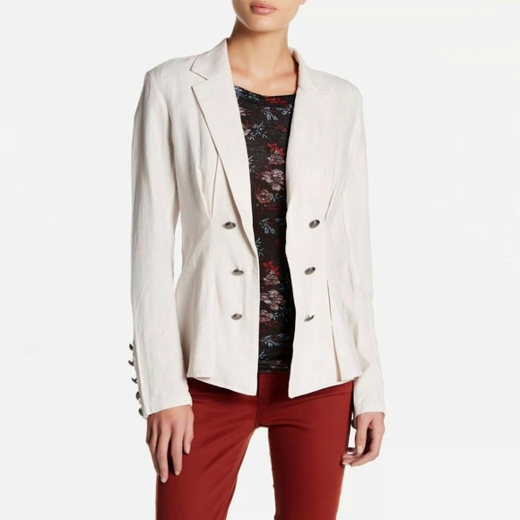 Free People Jackets & Blazers - Free People linen military blazer jacket pink SM